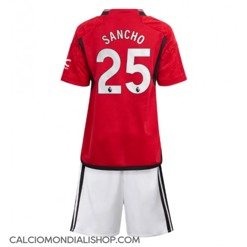 Maglie da calcio Manchester United Jadon Sancho #25 Prima Maglia Bambino 2023-24 Manica Corta (+ Pantaloni corti)